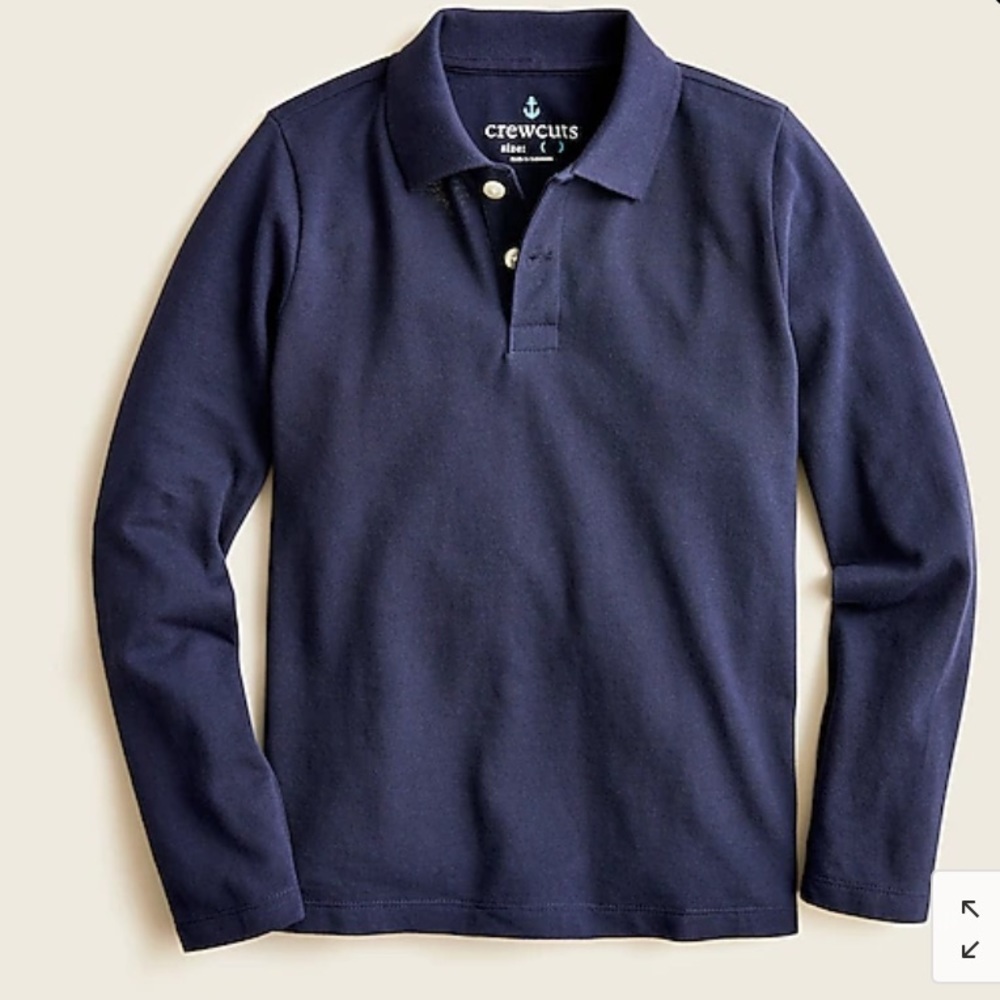 Jcrew Boys' long-sleeve piqué polo shirt AZ736 XS Blue